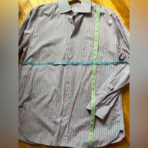 Armani Collezioni Men's Striped Shirt - Pink and Blue Size 38/45 - Picture 5 of 9